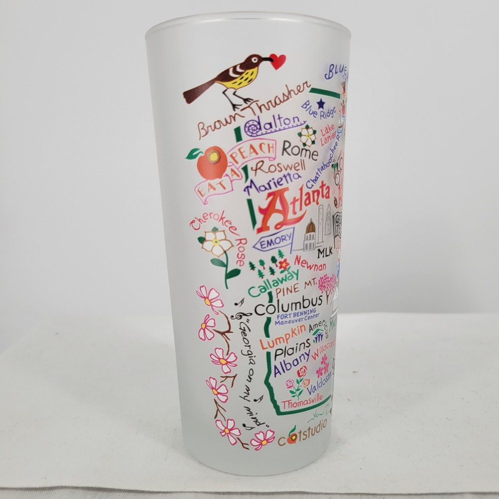 Catstudio Georgia & Florida Frosted Drinking Glasses 15oz Geography Collection - Picture 5 of 11